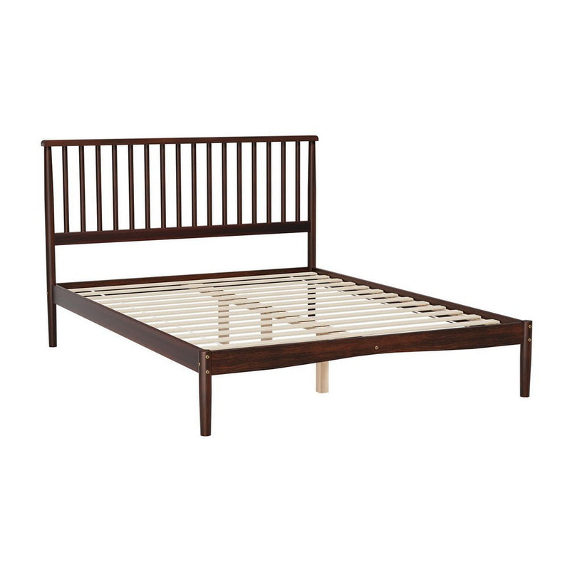 Vise Double Solid Pinewood Bed Frame Walnut - Bedzy Australia (ABN 18 642 972 209) - Furniture > Bedroom - Cheap affordable bedroom furniture shop near me Australia