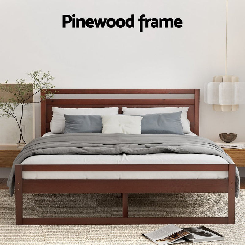 Artiss Bed Frame Double Size Wooden Walnut WITTON - Bedzy Australia (ABN 18 642 972 209) - Furniture > Bedroom - Cheap affordable bedroom furniture shop near me Australia