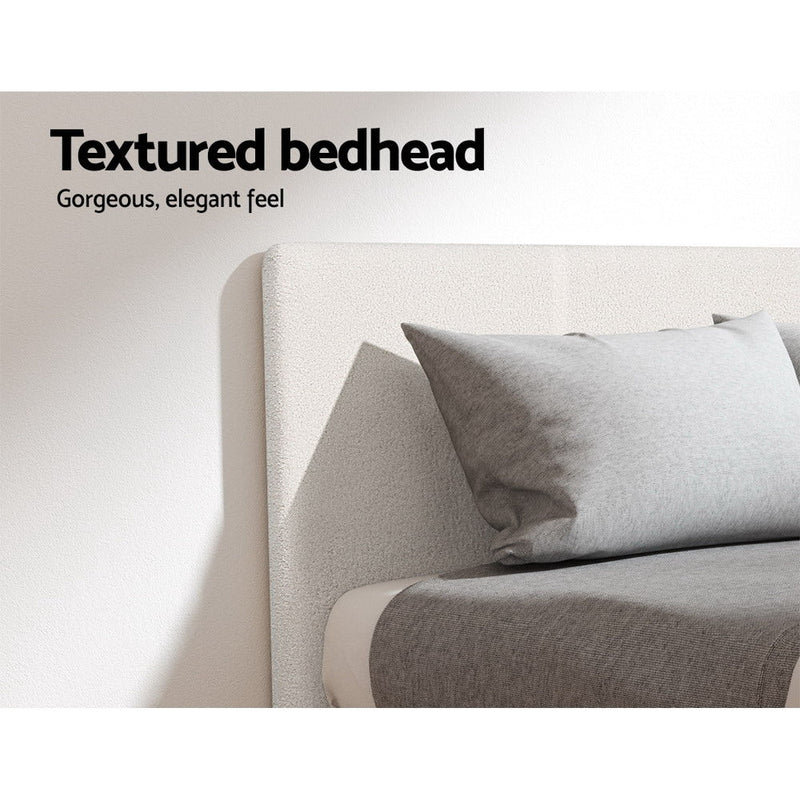 Coogee King Single Bed Frame Cuddly Beige Bouclé - Furniture > Bedroom - Bedzy Australia