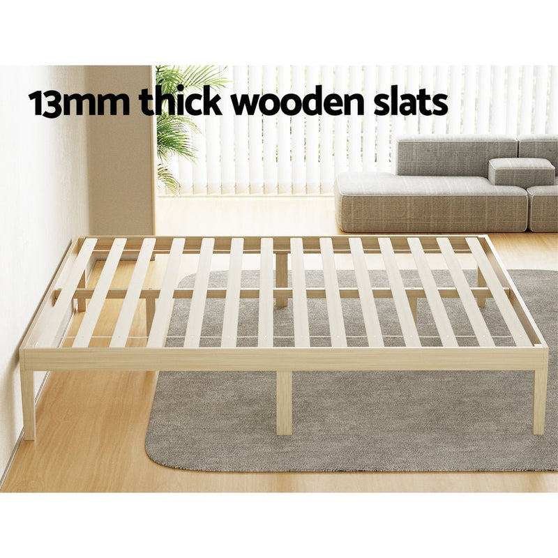 Bruno Minimalist King Solid Pinewood Bed Frame - Furniture > Bedroom - Bedzy Australia