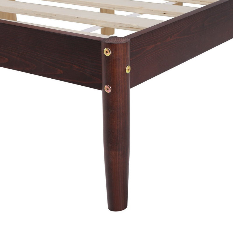 Vise King Solid Pinewood Bed Frame Walnut - Furniture > Bedroom - Bedzy Australia