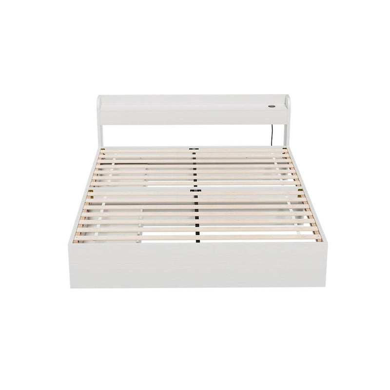 Aura Queen Bed Frame With 2 Storage Drawers White - Furniture > Living Room - Bedzy Australia