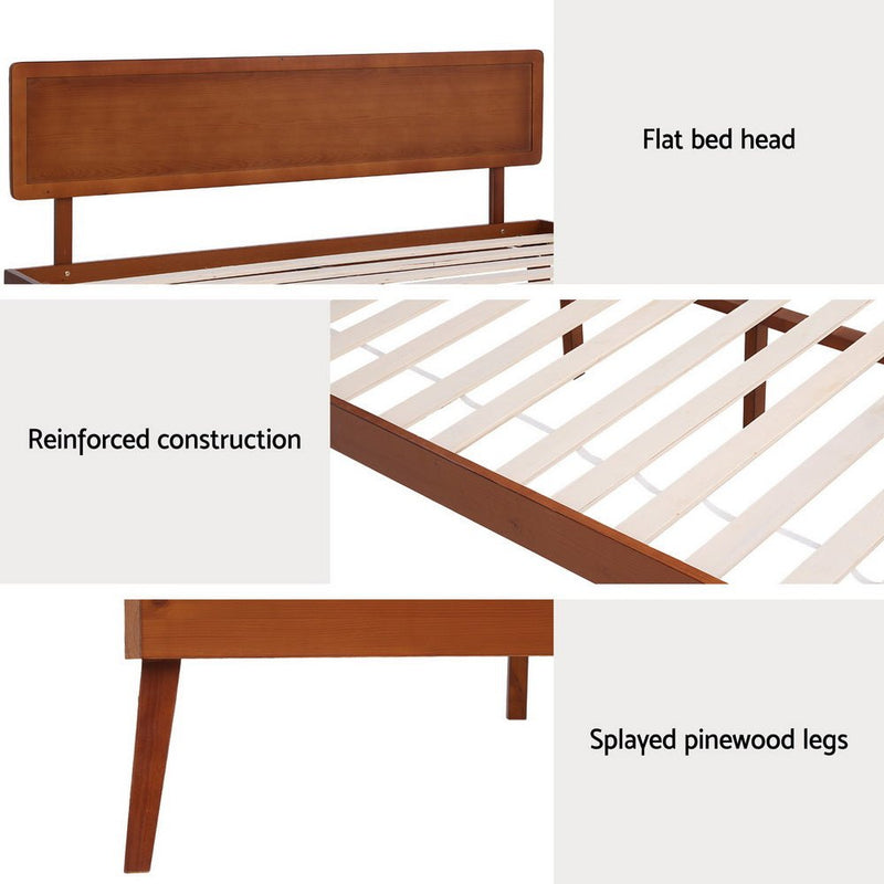 Splay Queen Wooden Bed Frame Walnut - Furniture > Bedroom - Bedzy Australia