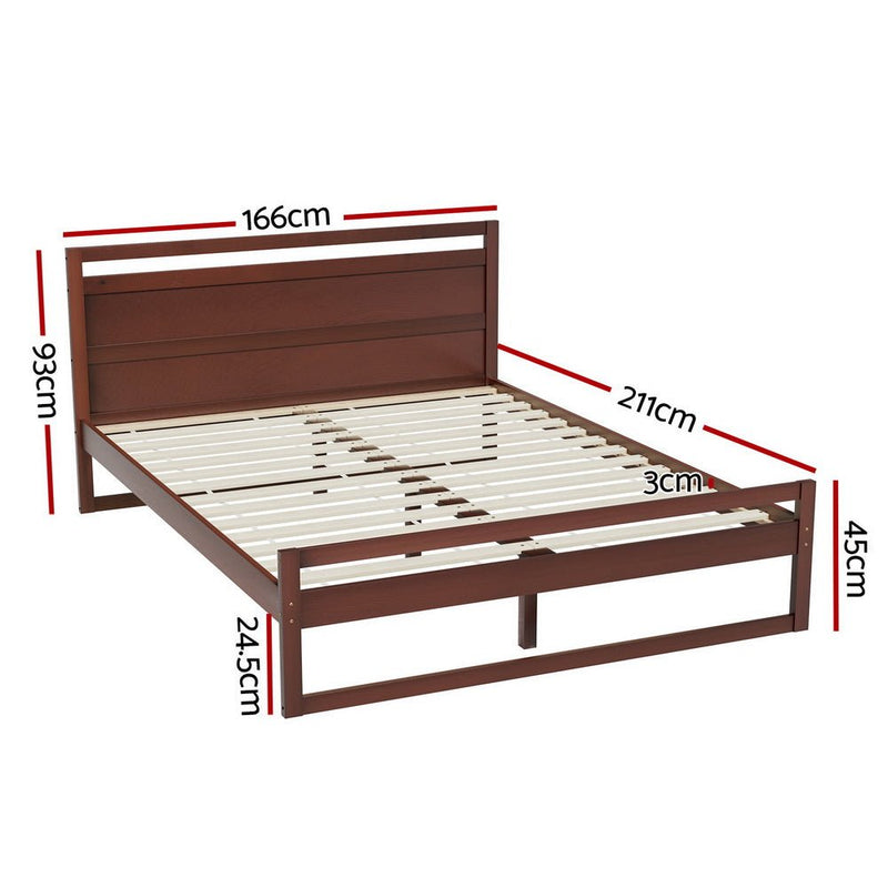 Witton Queen Wooden Bed Frame Walnut - Furniture > Bedroom - Bedzy Australia