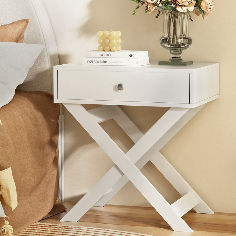 Artiss Bedside Table Side End Table Drawers Nightstand Bedroom Storage White - Bedzy Australia (ABN 18 642 972 209) - Furniture > Bedroom
