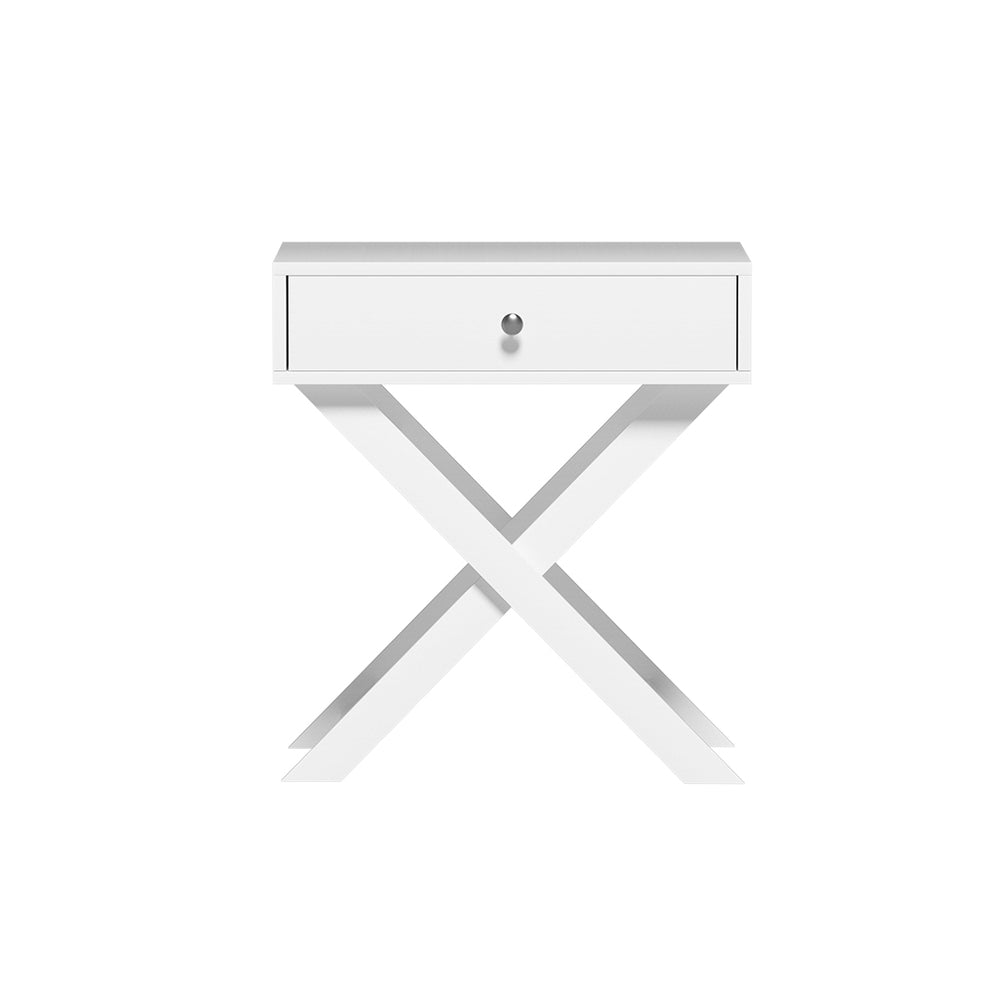 Qara Bedside Table White - Furniture > Bedroom - Bedzy Australia