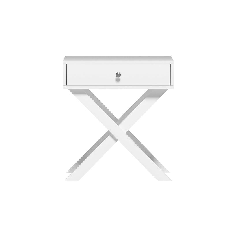 Qara Bedside Table White - Furniture > Bedroom - Bedzy Australia