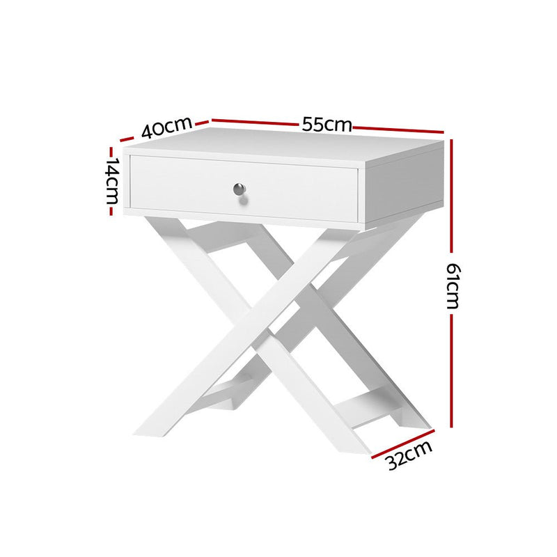 Qara Bedside Table White - Furniture > Bedroom - Bedzy Australia