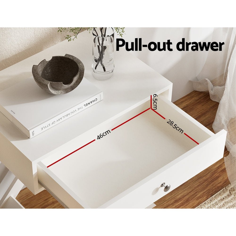 Qara Bedside Table White - Furniture > Bedroom - Bedzy Australia