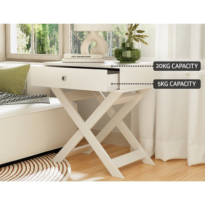 Qara Bedside Table White - Furniture > Bedroom - Bedzy Australia