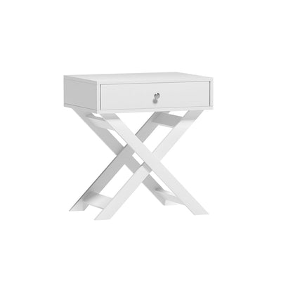 Qara Bedside Table White - Furniture > Bedroom - Bedzy Australia