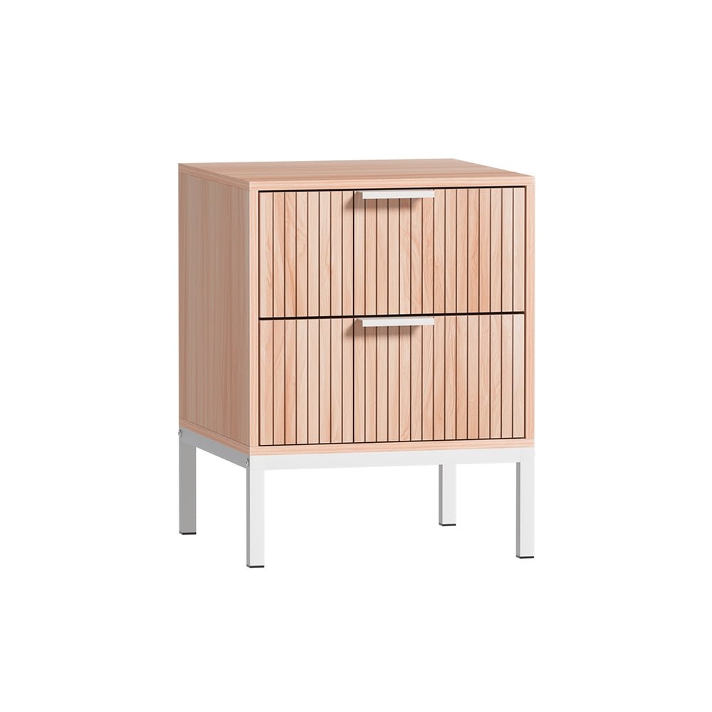 Lura Bedside Table With 2 Drawers - Pine - Furniture > Bedroom - Bedzy Australia