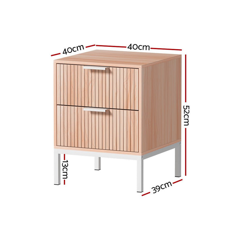 Lura Bedside Table With 2 Drawers - Pine - Bedzy Australia (ABN 18 642 972 209) - Furniture > Bedroom - Cheap affordable bedroom furniture shop near me Australia