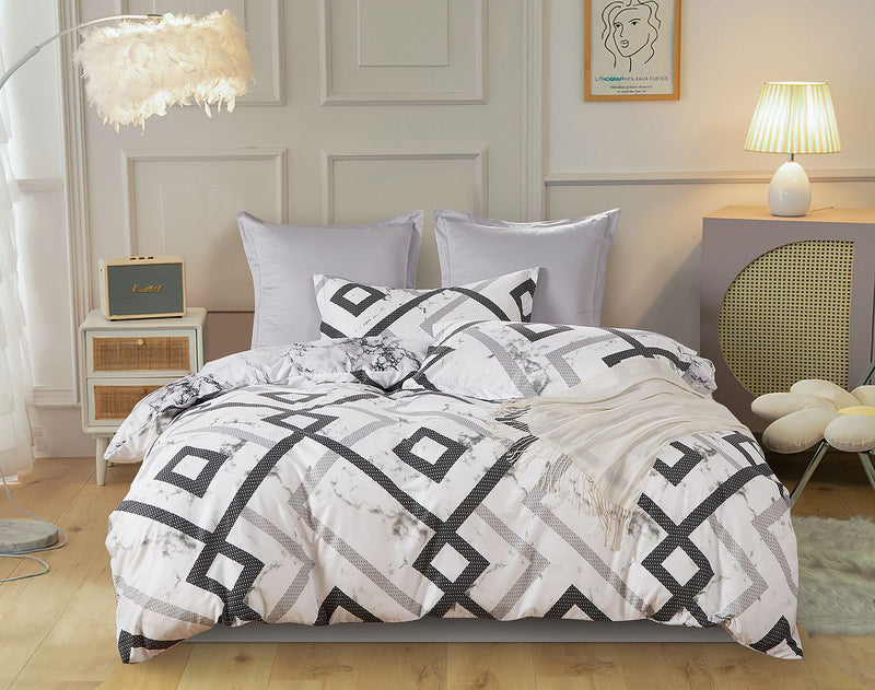 Ashwin Queen Size Quilt Doona Duvet Cover Set - Home & Garden > Bedding - Bedzy Australia