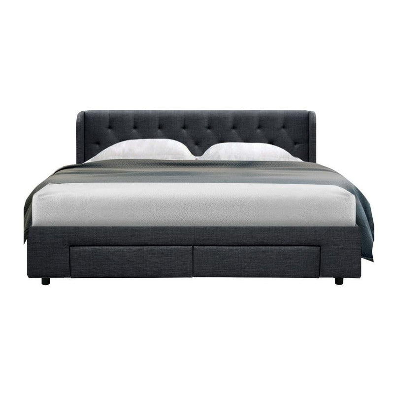 Avalon King Bed With Drawers Charcoal - Bedzy Australia - Furniture > Bedroom
