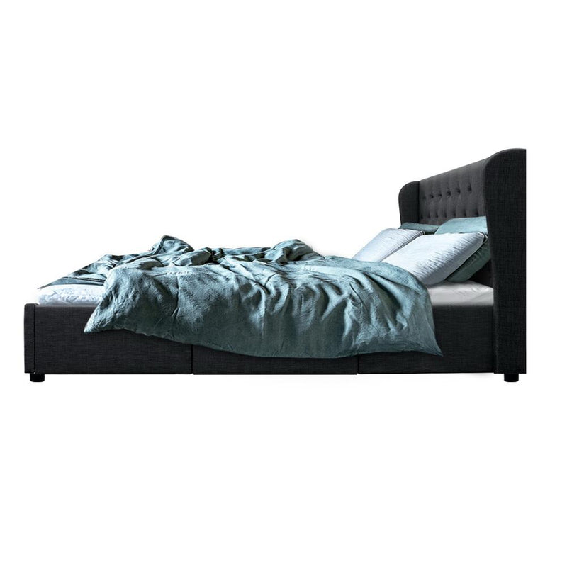 Avalon Queen Bed With Drawers Charcoal - Bedzy Australia