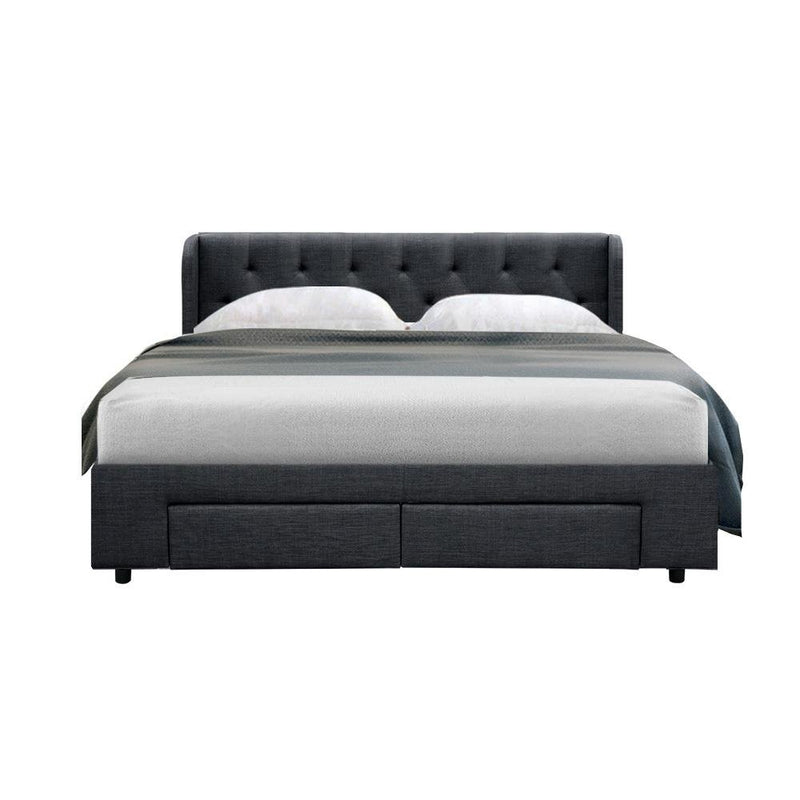 Avalon Queen Bed With Drawers Charcoal - Bedzy Australia