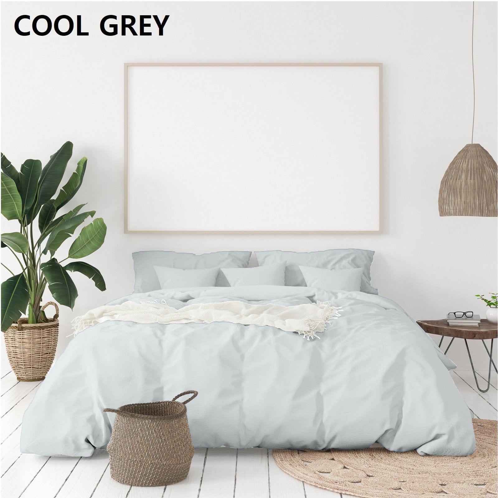 Balmain 1000 Thread Count Hotel Grade Bamboo Cotton Quilt Cover Pillowcases Set King Cool Grey - Bedzy Australia