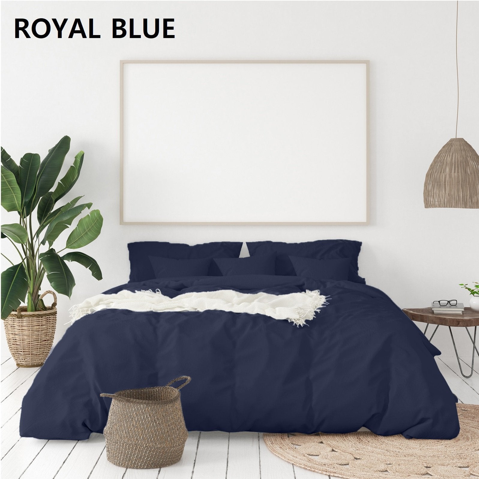 Balmain 1000 Thread Count Hotel Grade Bamboo Cotton Quilt Cover Pillowcases Set King Royal Blue - Bedzy Australia