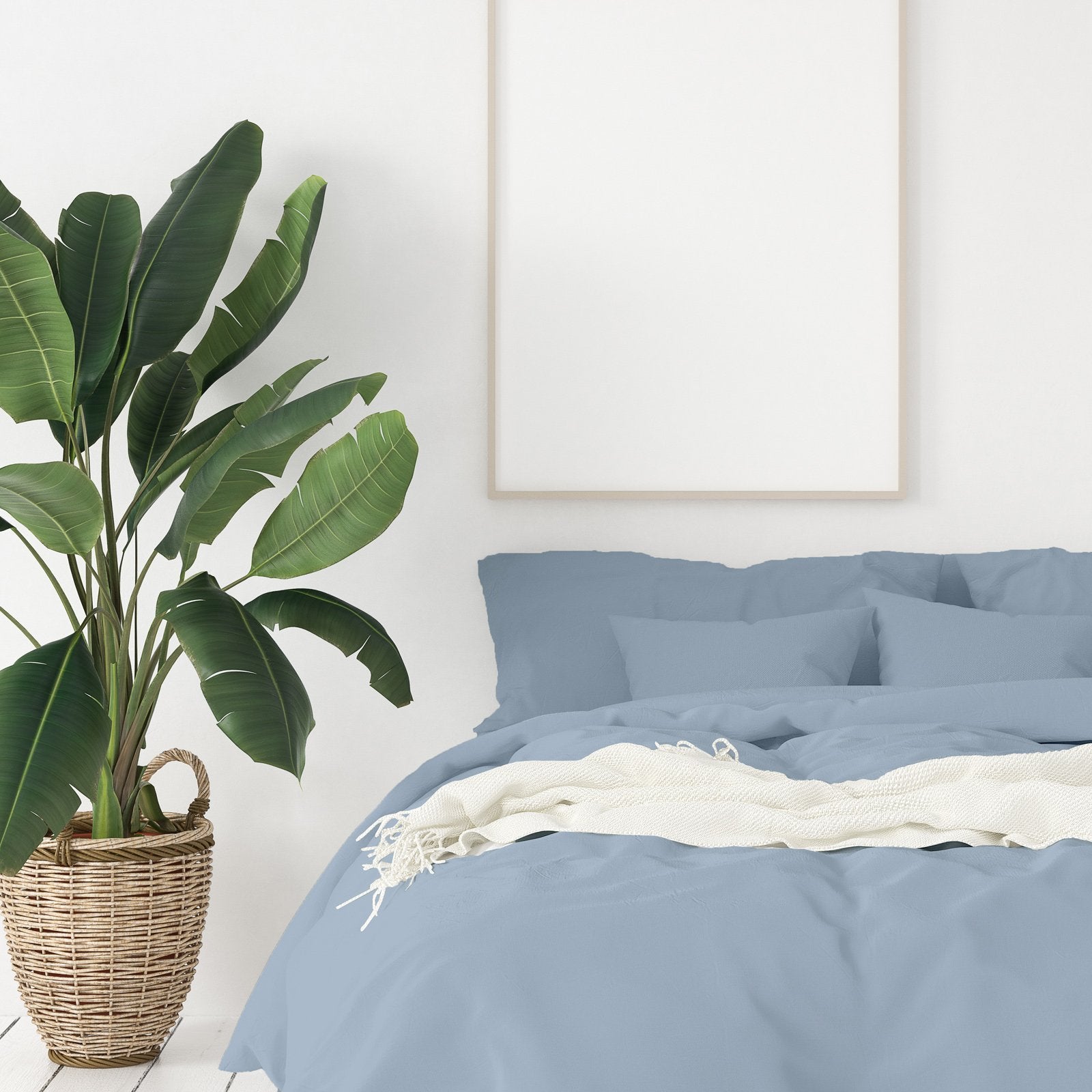 Balmain 1000 Thread Count Hotel Grade Bamboo Cotton Quilt Cover Pillowcases Set Queen Blue Fog - Bedzy Australia