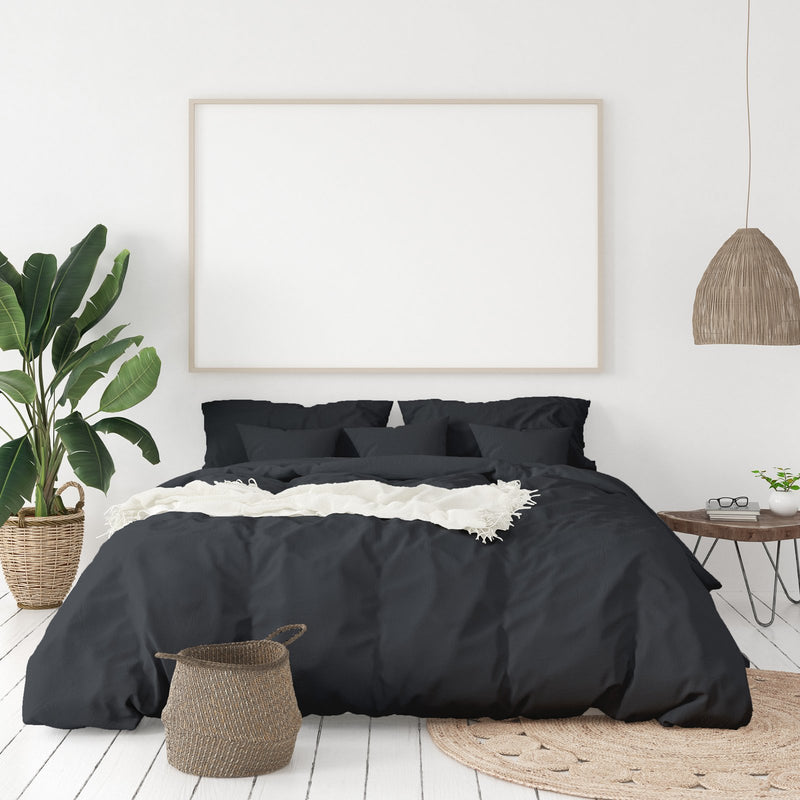 Balmain 1000 Thread Count Hotel Grade Bamboo Cotton Quilt Cover Pillowcases Set Queen Charcoal - Bedzy Australia