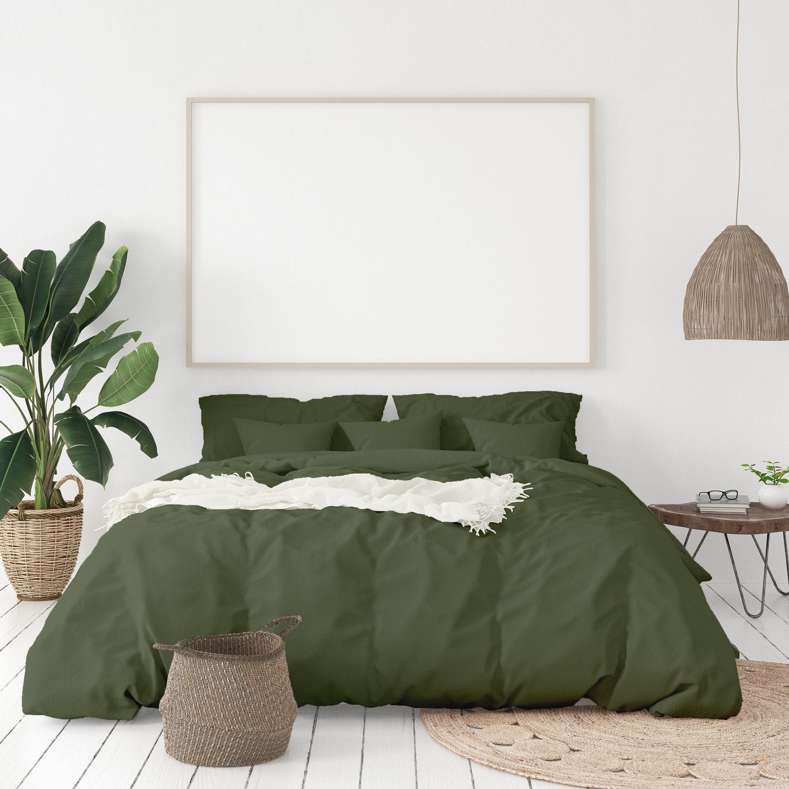 Balmain 1000 Thread Count Hotel Grade Bamboo Cotton Quilt Cover Pillowcases Set Queen Olive - Bedzy Australia