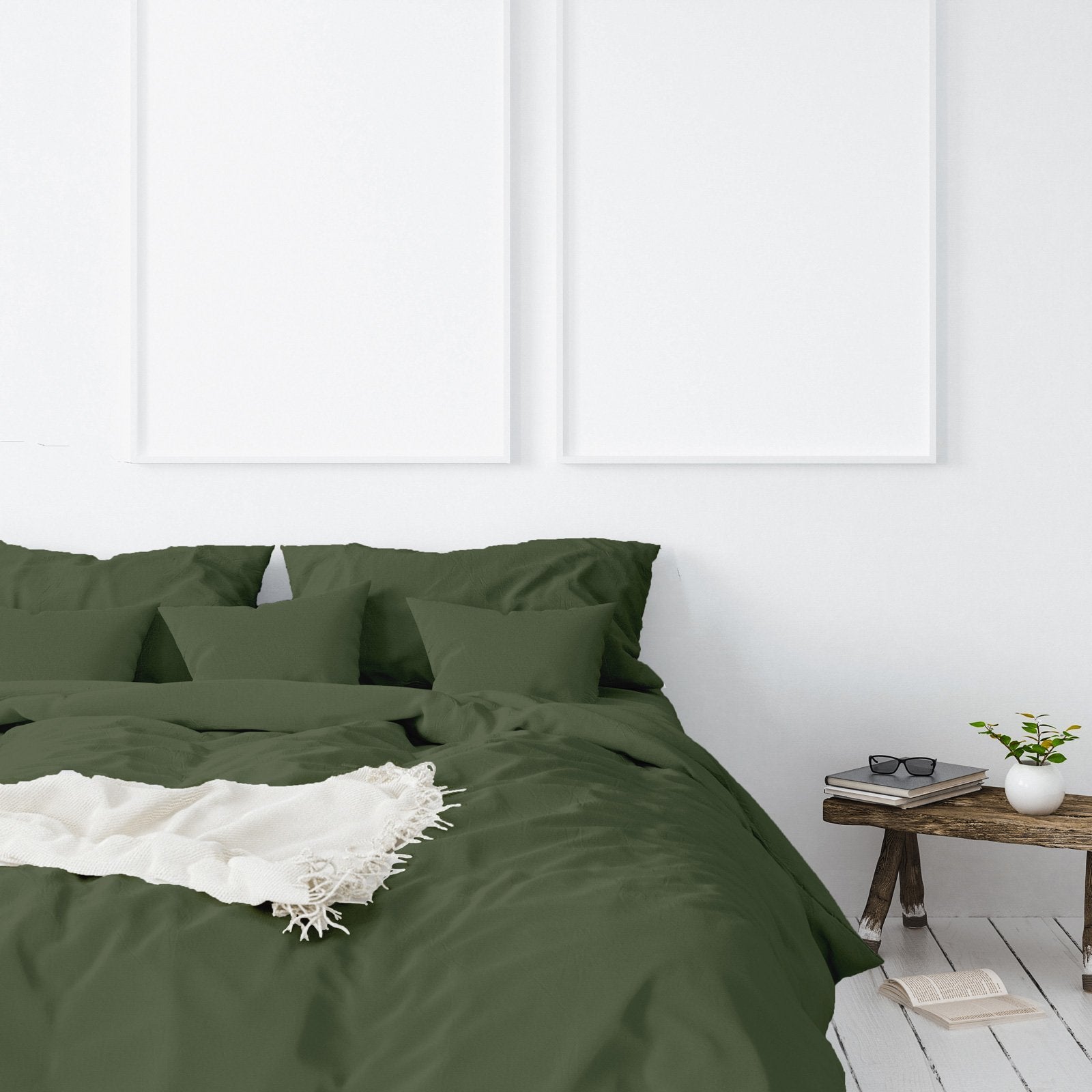 Balmain 1000 Thread Count Hotel Grade Bamboo Cotton Quilt Cover Pillowcases Set Queen Olive - Bedzy Australia