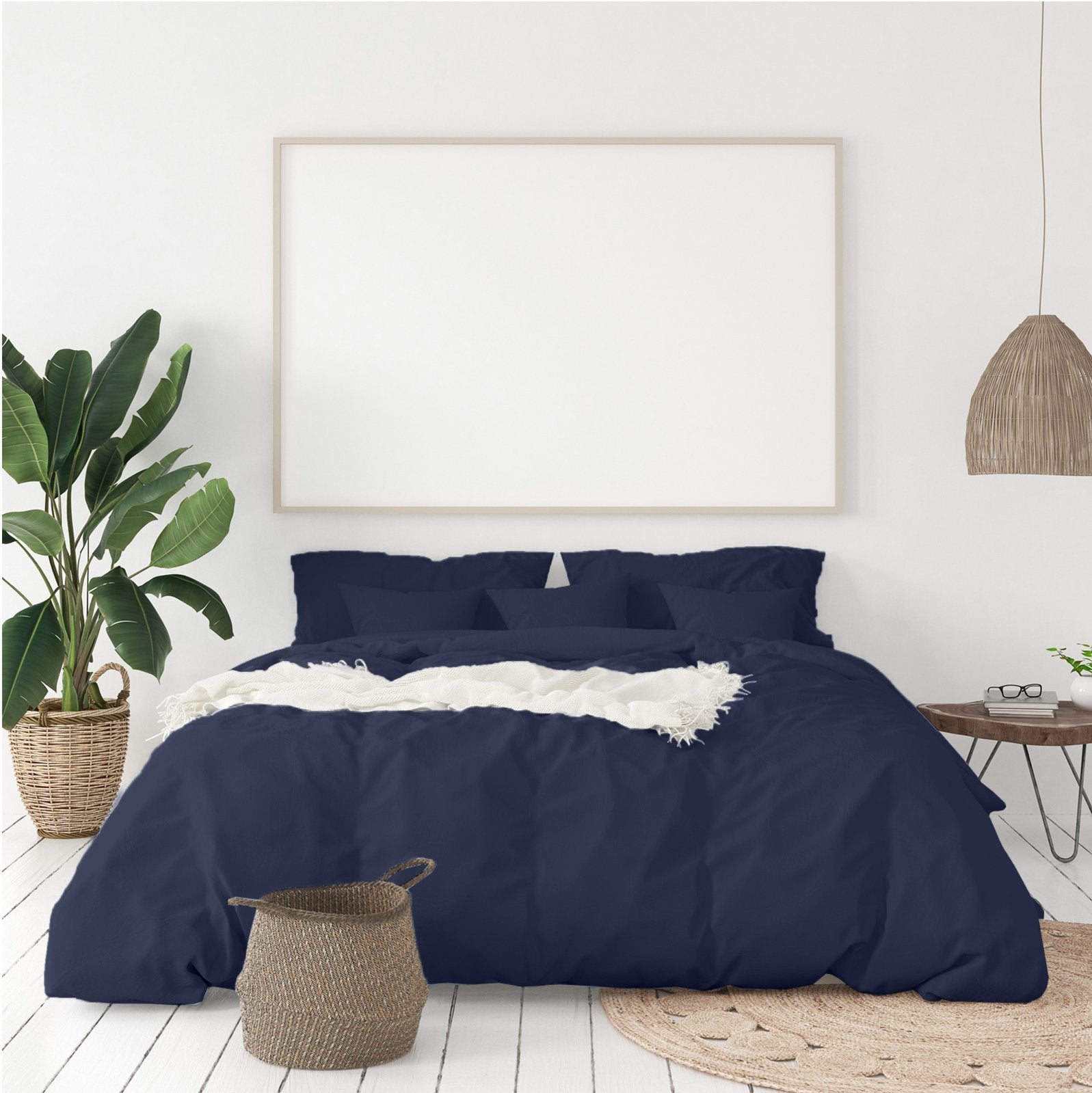 Balmain 1000 Thread Count Hotel Grade Bamboo Cotton Quilt Cover Pillowcases Set Queen Royal Blue - Bedzy Australia