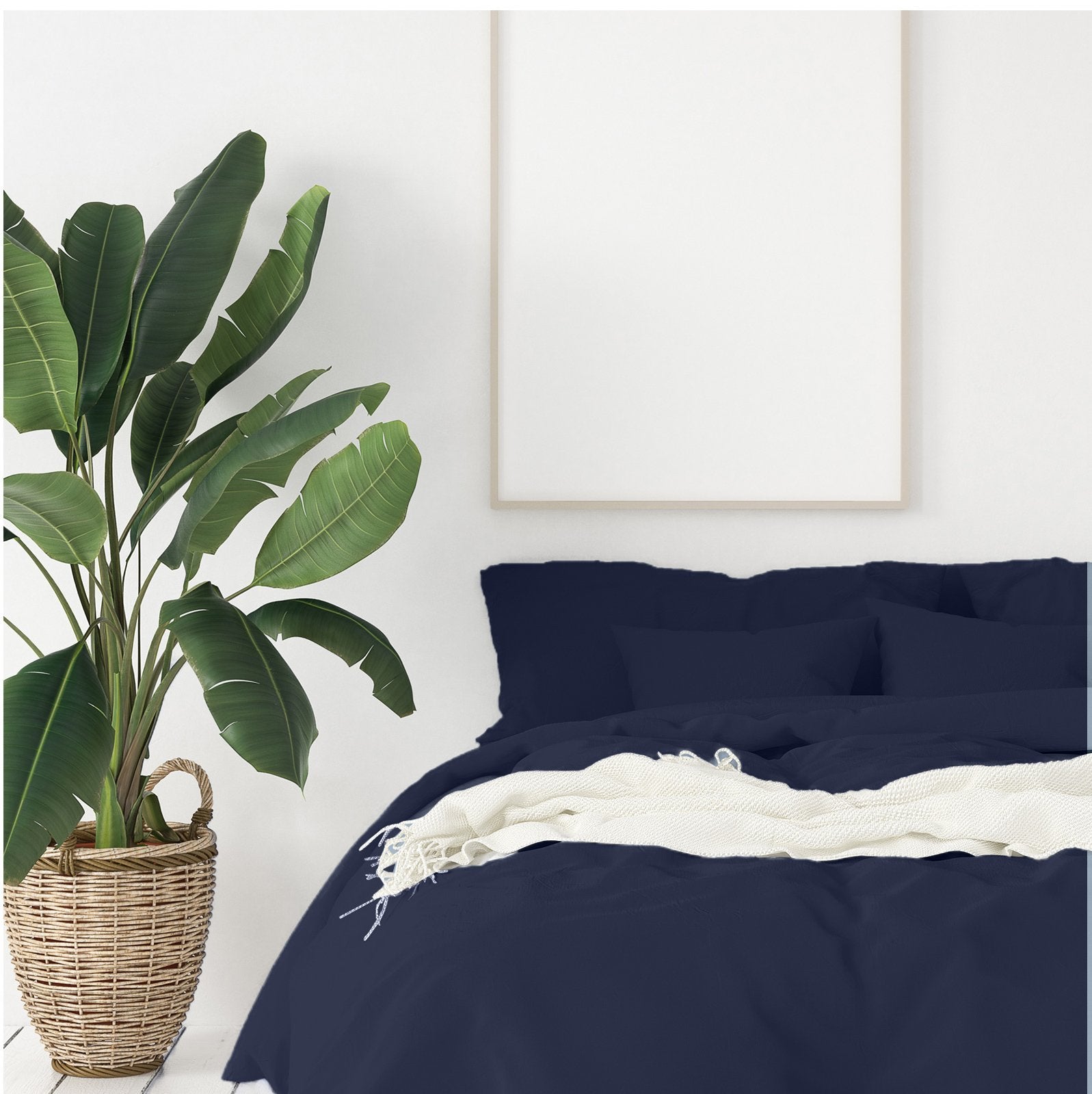 Balmain 1000 Thread Count Hotel Grade Bamboo Cotton Quilt Cover Pillowcases Set Queen Royal Blue - Bedzy Australia