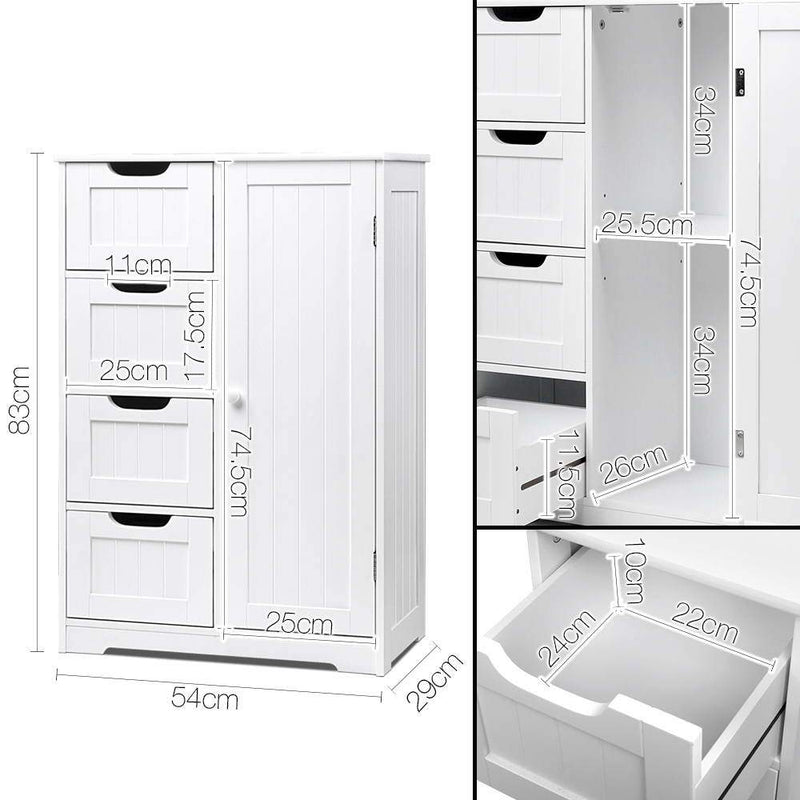 Bathroom Tallboy Storage Cabinet - White - Bedzy Australia