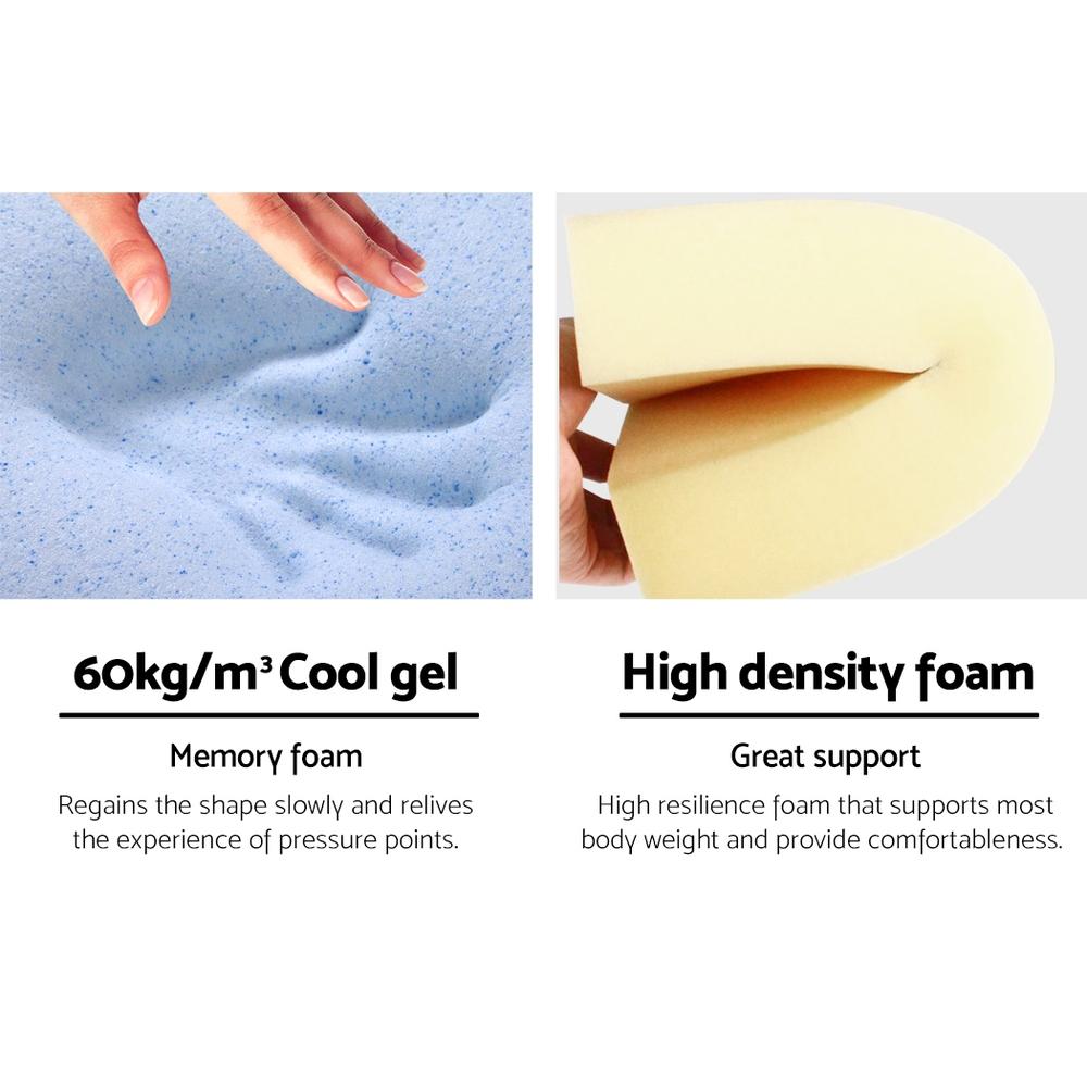 Bedding 2X Memory Foam Wedge Pillow Neck Back Support with Cover Waterproof Blue - Bedzy Australia