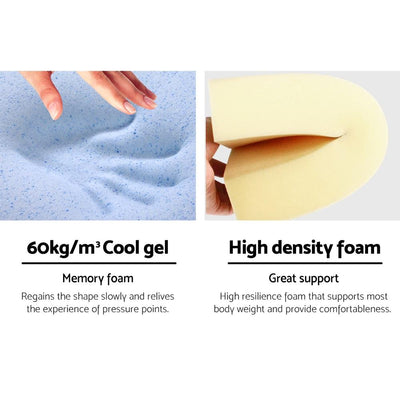Bedding 2X Memory Foam Wedge Pillow Neck Back Support with Cover Waterproof Blue - Bedzy Australia