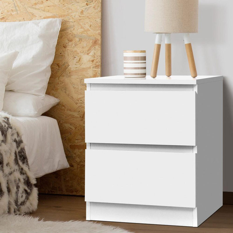 Bedside Table Cabinet Lamp Side Tables Drawers Nightstand Unit White - Bedzy Australia