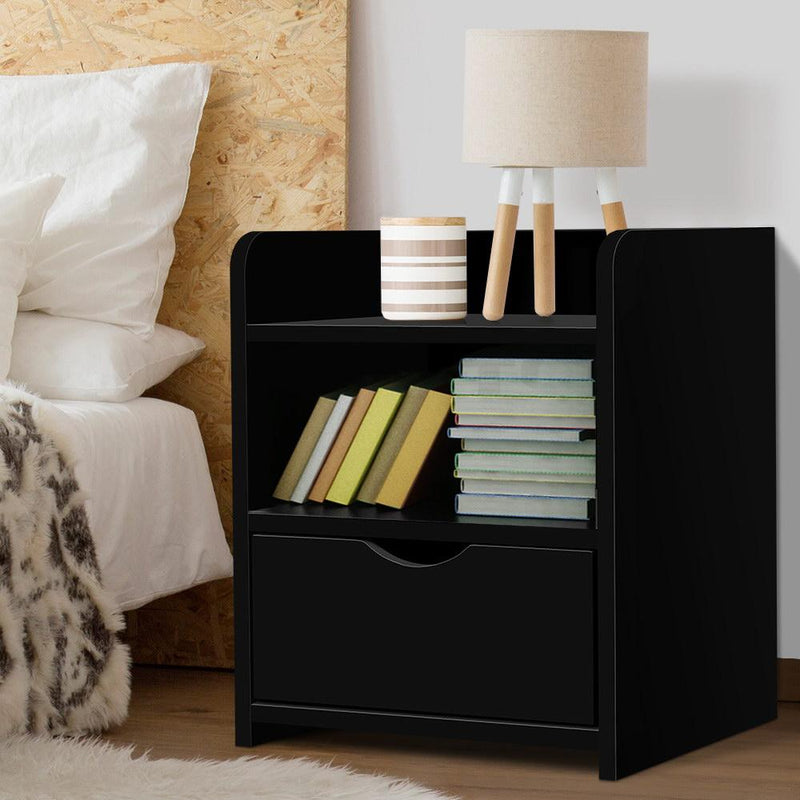 Bedside Table Drawer - Black - Bedzy Australia