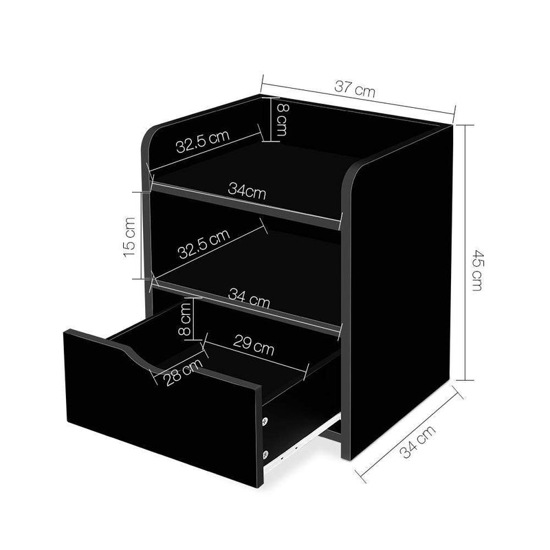 Bedside Table Drawer - Black - Bedzy Australia - Furniture > Bedroom