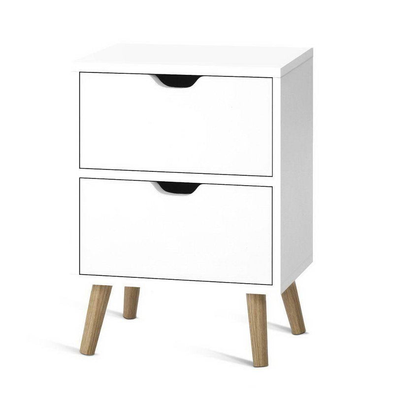 Bedside Table Drawers Side Table Nightstand White Storage Cabinet Wood - Bedzy Australia - Furniture > Bedroom