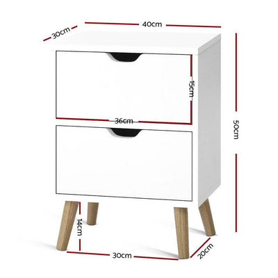 Bedside Table Drawers Side Table Nightstand White Storage Cabinet Wood - Bedzy Australia