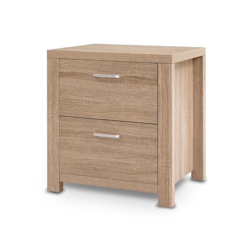 Bedside Table Lamp Side Tables Drawers Nightstand Unit Beige Wood - Bedzy Australia - Furniture > Bedroom