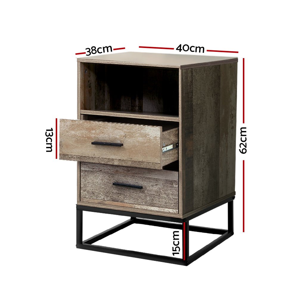 Bedside Table With Drawers - Bedzy Australia