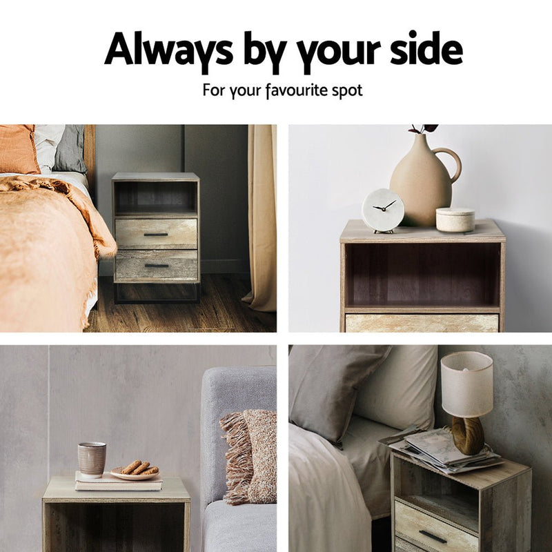 Bedside Table With Drawers - Bedzy Australia