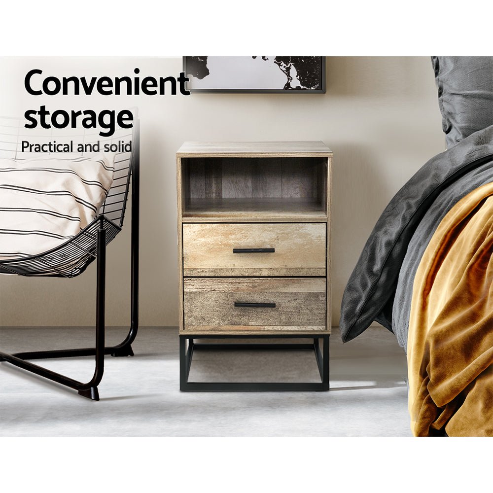 Bedside Table With Drawers - Bedzy Australia
