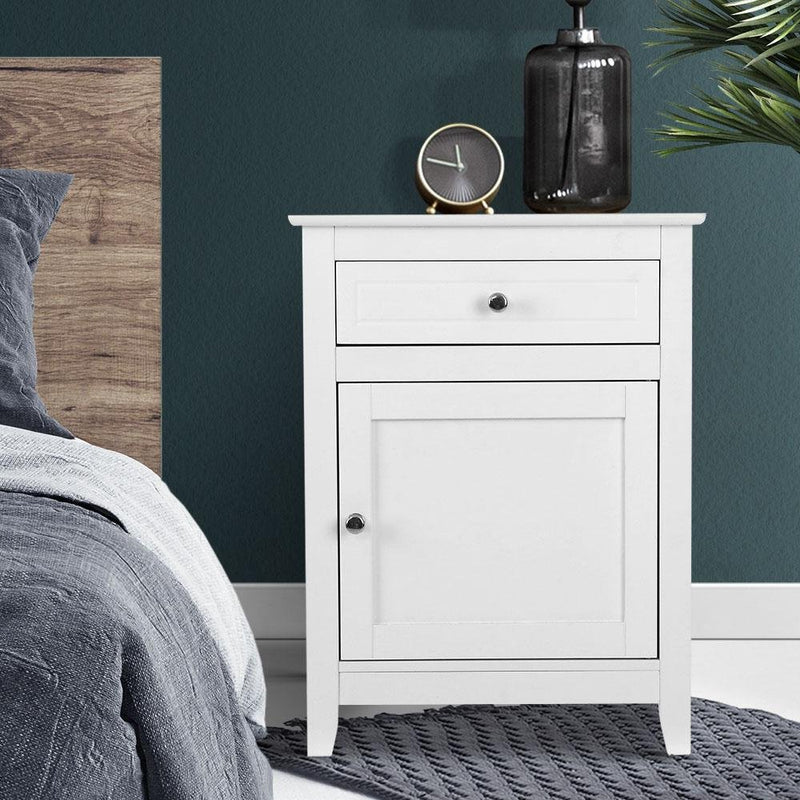 Bedside Tables Big Storage Drawers Cabinet Nightstand Lamp Chest White - Bedzy Australia - Furniture > Bedroom