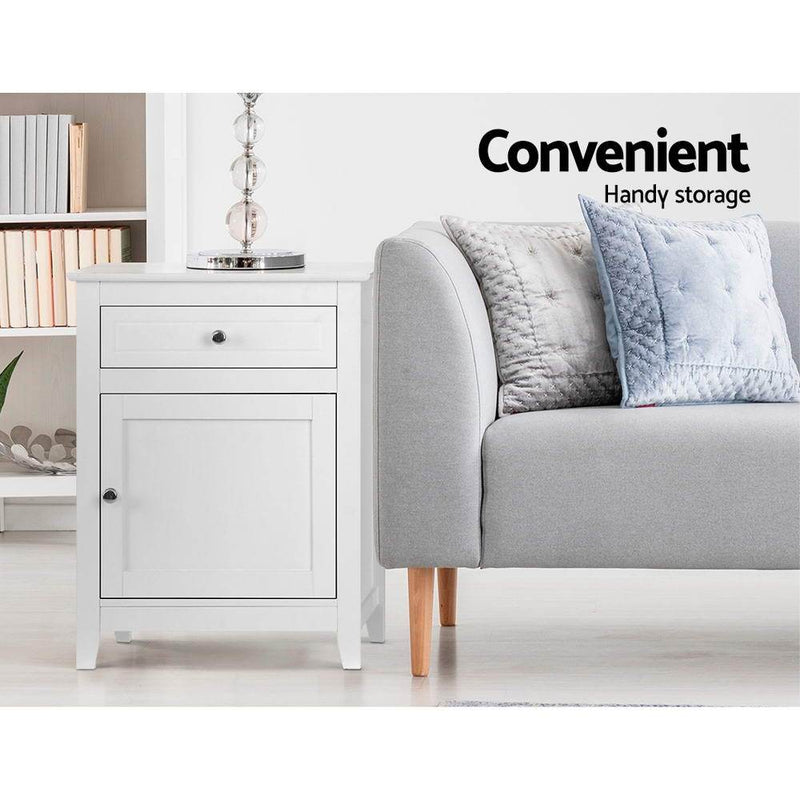 Bedside Tables Big Storage Drawers Cabinet Nightstand Lamp Chest White - Bedzy Australia - Furniture > Bedroom
