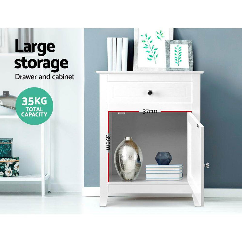 Bedside Tables Big Storage Drawers Cabinet Nightstand Lamp Chest White - Bedzy Australia