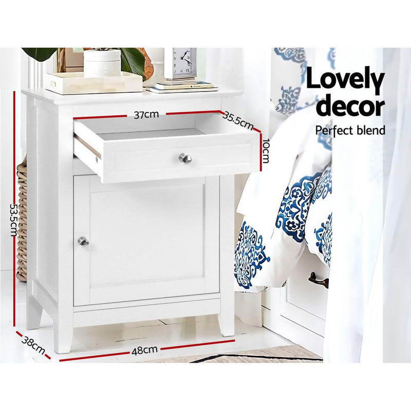 Bedside Tables Big Storage Drawers Cabinet Nightstand Lamp Chest White - Bedzy Australia