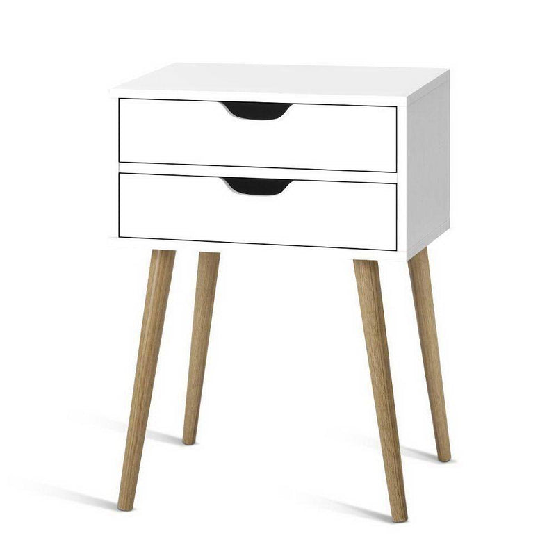Bedside Tables Drawers Side Table Nightstand Wood Storage Cabinet White - Bedzy Australia - Furniture > Bedroom