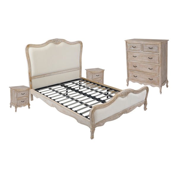 Bedzy Luxe 4 Piece King Bedroom Suite Package - White Washed - Furniture > Bedroom - Bedzy Australia