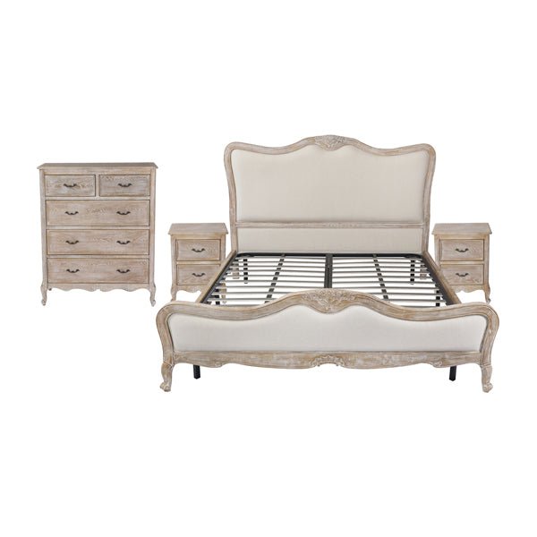 Bedzy Luxe 4 Piece King Bedroom Suite Package - White Washed - Furniture > Bedroom - Bedzy Australia
