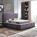 Anna King Size Bed Frame Velvet Upholstery - Deep Grey
