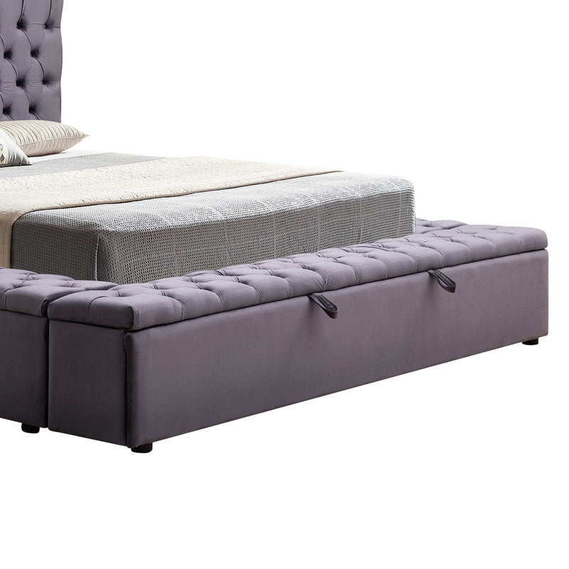 Bedzy Luxe Anna King Size Bed Frame Velvet Upholstery - Deep Grey - Furniture > Bedroom - Bedzy Australia